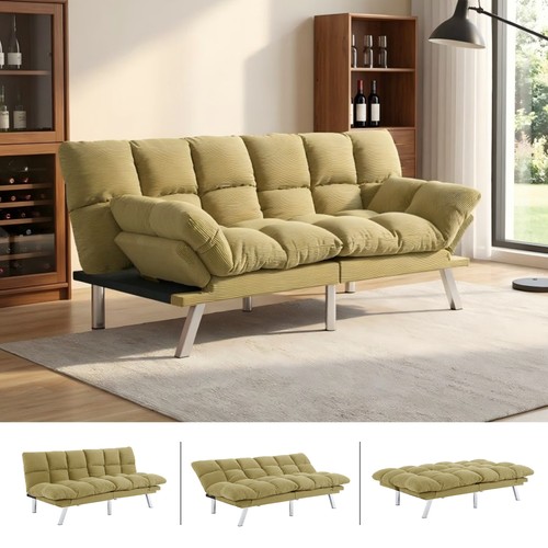 Modern corduroy futon sofa - 68",